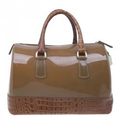 مملوكة مسبقًا حقيبة فورلا كاندي كروكو مطاط بني