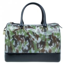 Pre Owned Furla Camo Rubber Candy Satchel Bag