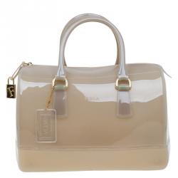 Pre Owned Furla Grey Glossy Rubber Candy Satchel