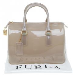 Pre Owned Furla Grey Glossy Rubber Candy Satchel