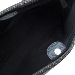 Pre Owned Furla Grey Croc Embossed Leather Large Lotus Tote