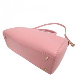 Pre Owned Furla Pink Saffiano Leather Medium Linda Satchel