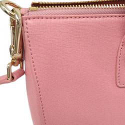 Pre Owned Furla Pink Saffiano Leather Medium Linda Satchel