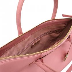 Pre Owned Furla Pink Saffiano Leather Medium Linda Satchel