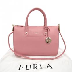 Pre Owned Furla Pink Saffiano Leather Medium Linda Satchel
