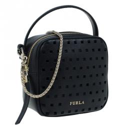 Pre Owned حقيبة كروس فورلا ميني يو يو جلد أسود