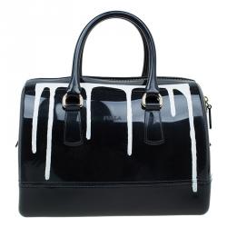 Pre Owned Furla Onyx Glossy Rubber Limited Edition Painting Candy Satchel