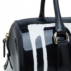 Pre Owned Furla Onyx Glossy Rubber Limited Edition Painting Candy Satchel