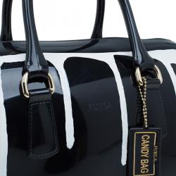 Pre Owned Furla Onyx Glossy Rubber Limited Edition Painting Candy Satchel