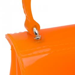 Pre Owned Furla Orange Glossy Rubber Mini Candy Crossbody Bag