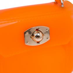 Pre Owned Furla Orange Glossy Rubber Mini Candy Crossbody Bag