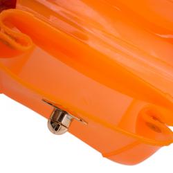 Pre Owned Furla Orange Glossy Rubber Mini Candy Crossbody Bag