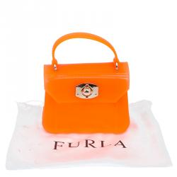 Pre Owned Furla Orange Glossy Rubber Mini Candy Crossbody Bag