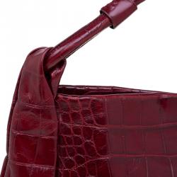 Pre Owned حقيبة هوبو فورلا زارينا جلد نقش تمساح حمراء