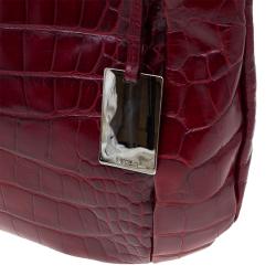 Pre Owned حقيبة هوبو فورلا زارينا جلد نقش تمساح حمراء