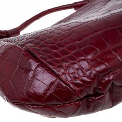 Pre Owned حقيبة هوبو فورلا زارينا جلد نقش تمساح حمراء