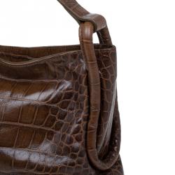 Pre Owned حقيبة فورلا زارينا جلد نقش تمساح بني