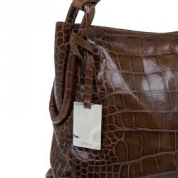 Pre Owned حقيبة فورلا زارينا جلد نقش تمساح بني