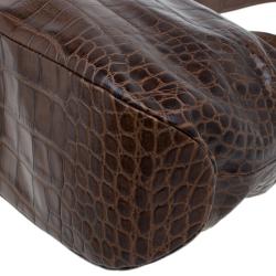 Pre Owned حقيبة فورلا زارينا جلد نقش تمساح بني