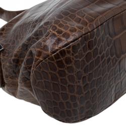 Pre Owned حقيبة فورلا زارينا جلد نقش تمساح بني