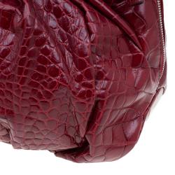 مملوكة مسبقًا Furla Red Croc Embossed Leather Clara Satchel