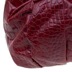 مملوكة مسبقًا Furla Red Croc Embossed Leather Clara Satchel