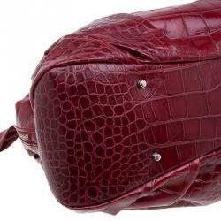 مملوكة مسبقًا Furla Red Croc Embossed Leather Clara Satchel