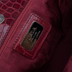 مملوكة مسبقًا Furla Red Croc Embossed Leather Clara Satchel
