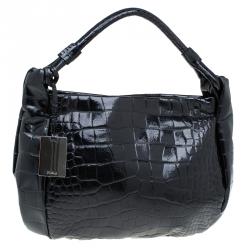 Pre Owned حقيبة فورلا زارينا جلد نقش تمساح أسود