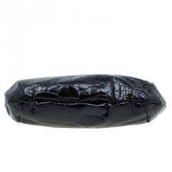 Pre Owned حقيبة فورلا زارينا جلد نقش تمساح أسود