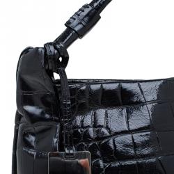 Pre Owned حقيبة فورلا زارينا جلد نقش تمساح أسود