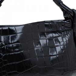 Pre Owned حقيبة فورلا زارينا جلد نقش تمساح أسود