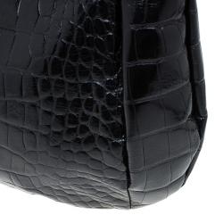 Pre Owned حقيبة فورلا زارينا جلد نقش تمساح أسود