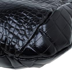 Pre Owned حقيبة فورلا زارينا جلد نقش تمساح أسود