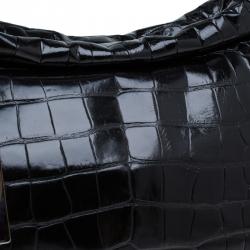 Pre Owned حقيبة فورلا جلد نقش تمساح أسود