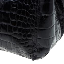 Pre Owned حقيبة فورلا جلد نقش تمساح أسود