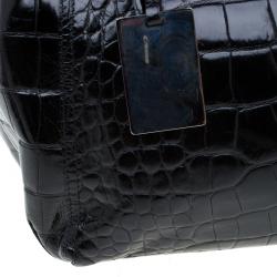 Pre Owned حقيبة فورلا جلد نقش تمساح أسود