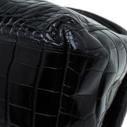 Pre Owned حقيبة فورلا جلد نقش تمساح أسود