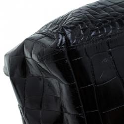 Pre Owned حقيبة فورلا جلد نقش تمساح أسود