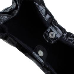 Pre Owned حقيبة فورلا جلد نقش تمساح أسود