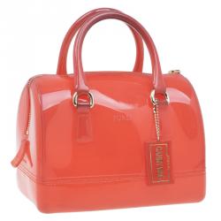 Pre Owned Furla Red PVC Candy Mini Satchel