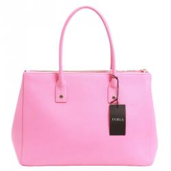 Pre Owned Furla Pink Leather Linda Tote