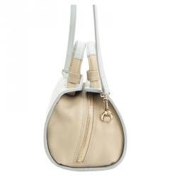 Pre Owned Furla Light Blue Leather Small Top Handle Crossbody Bag