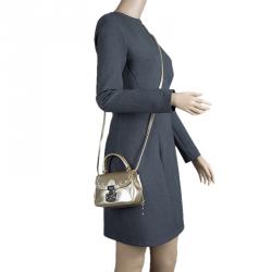 Pre Owned Furla Beige Patent Leather Mini Crossbody Bag