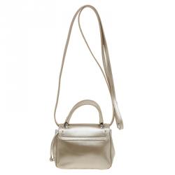 Pre Owned Furla Beige Patent Leather Mini Crossbody Bag