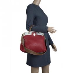 Pre Owned Furla Multicolor Pebbled and Croc Embossed Leather Small Piper Cartella Top Handle Bag