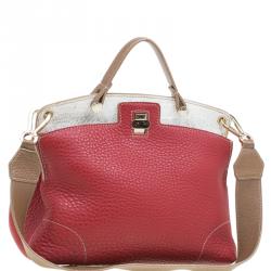 Pre Owned Furla Multicolor Pebbled and Croc Embossed Leather Small Piper Cartella Top Handle Bag