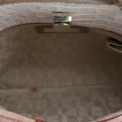 Pre Owned Furla Multicolor Pebbled and Croc Embossed Leather Small Piper Cartella Top Handle Bag