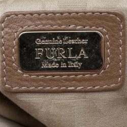 Pre Owned Furla Multicolor Pebbled and Croc Embossed Leather Small Piper Cartella Top Handle Bag