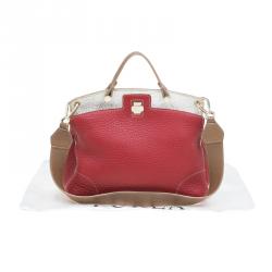 Pre Owned Furla Multicolor Pebbled and Croc Embossed Leather Small Piper Cartella Top Handle Bag